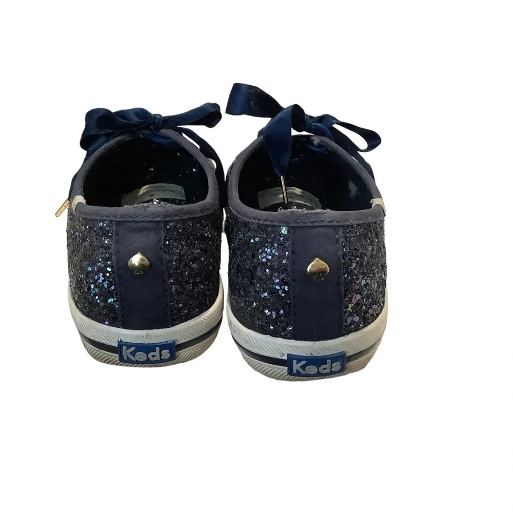 KEDS X KATE SPADE Navy Blue Glitter Champion Sneakers Size 9